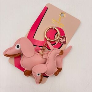 Lucy & Lola Pink Dachshund Bag Charm Wiener Dog Doxie Keychain Gold Boop Heart